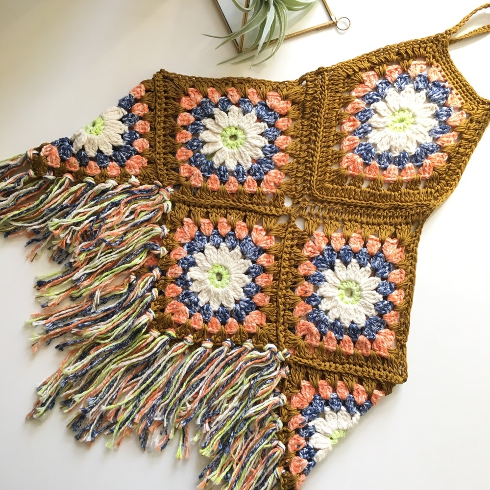 Free People Summer Love Halter Crochet Top XS/S - Picture 5 of 6